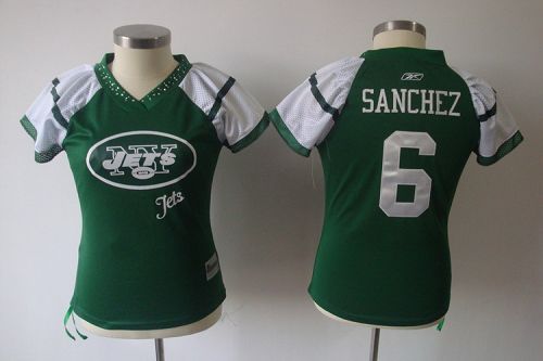 Jets #6 Mark Sanchez Green 2011 Women's Field Flirt Stitched NFL Jersey - Click Image to Close